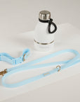 blue dog leash blue dog collar dog water bottle