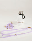 lilac waterproof leads, water bottle with detachable dog bowl