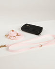 pink yellow waterproof dog leash, poop bag