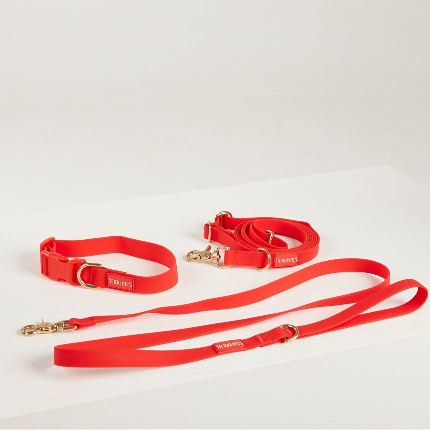 red waterproof lead and collar