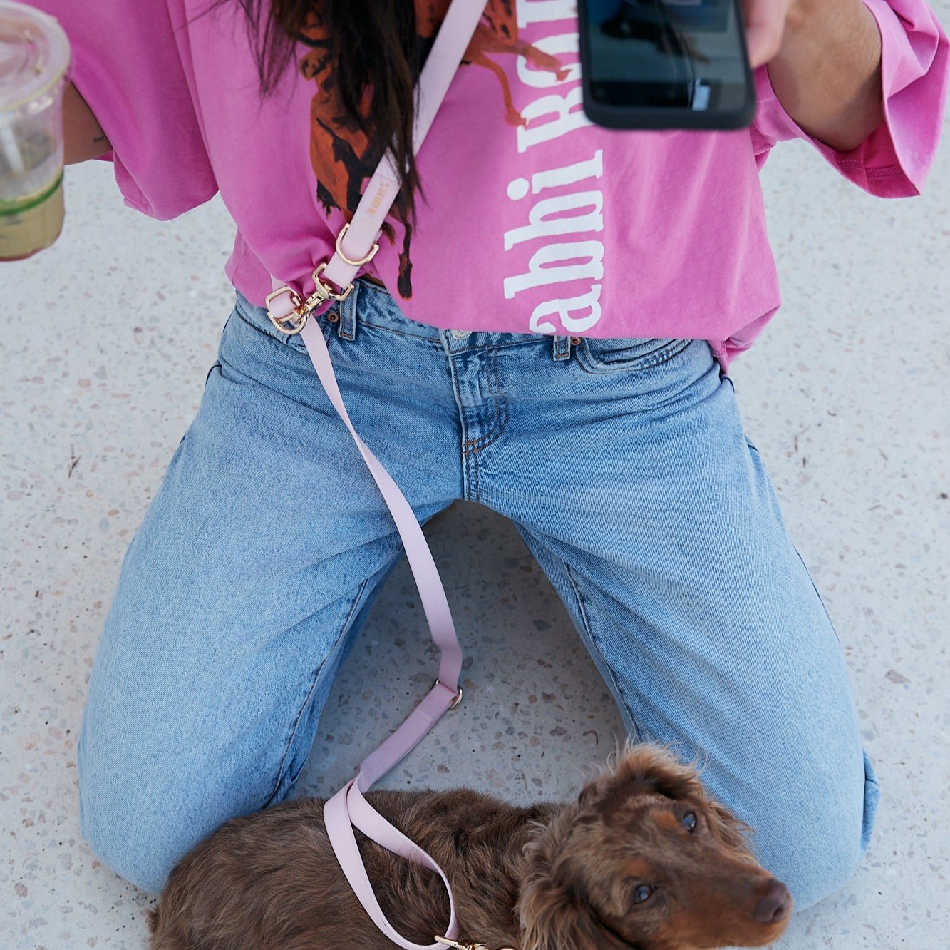 Hands Free Dog Lead - Baby Pink