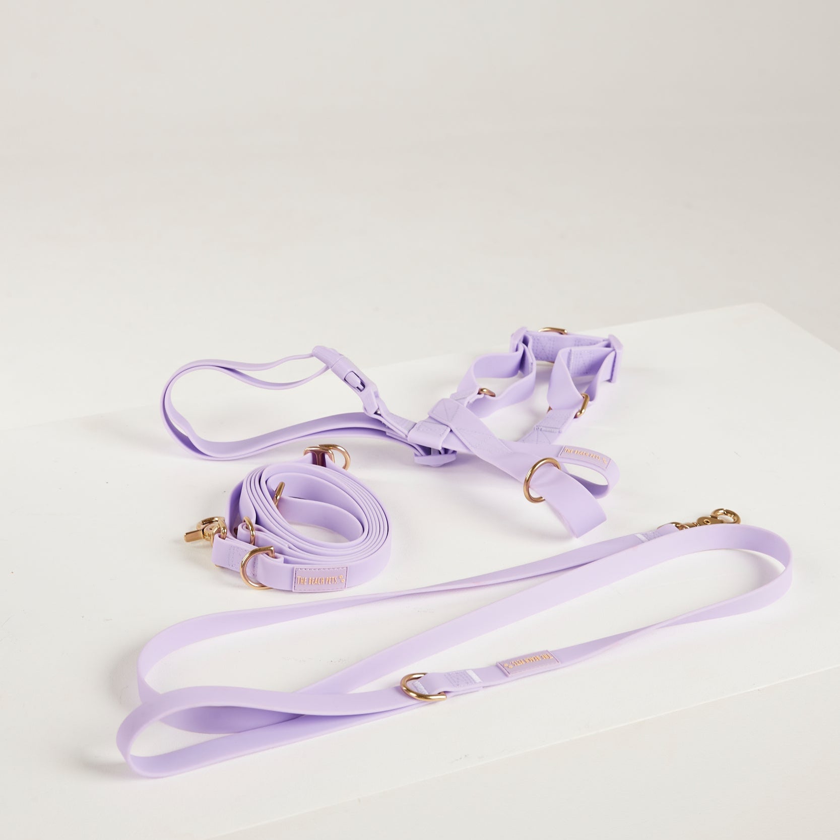 lilac blue waterproof dog lead, waterprood dog harness