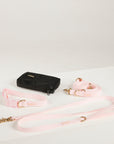 pink  dog collar, dog lead and dog poop bag pouch