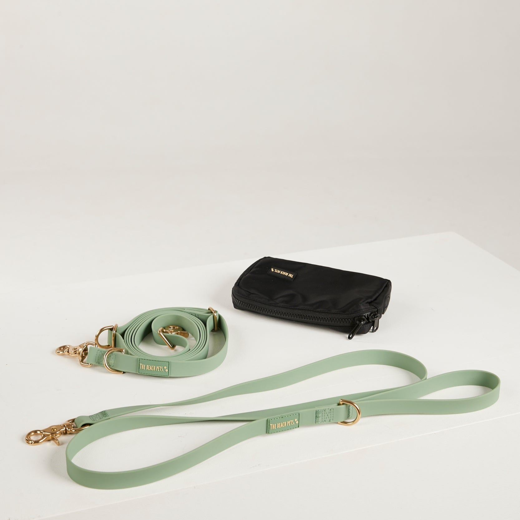 green yellow waterproof dog leash, poop bag