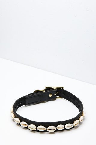 Black Leather Shell Collar