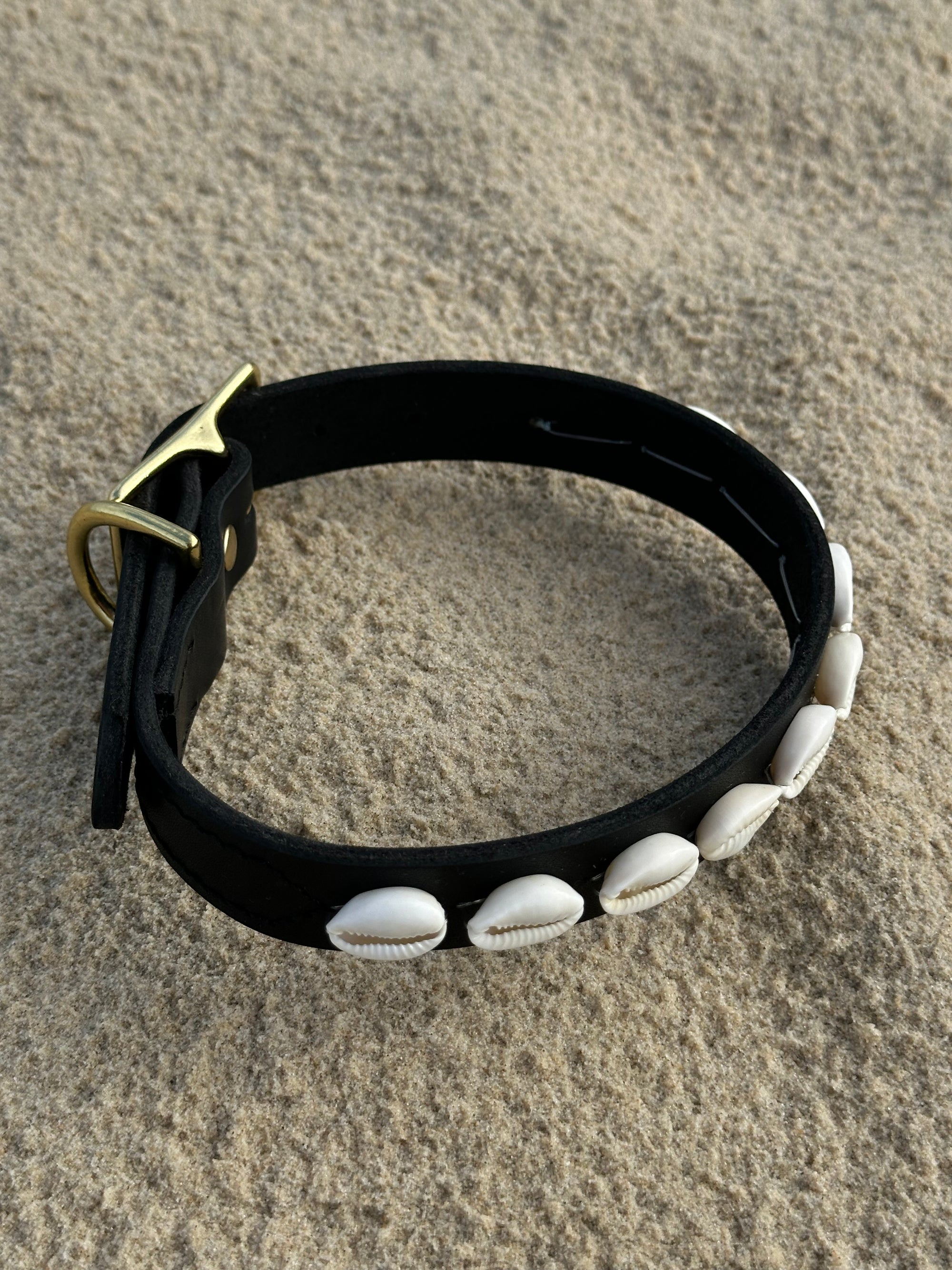 Black Leather Shell Collar