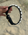 Black Leather Shell Collar